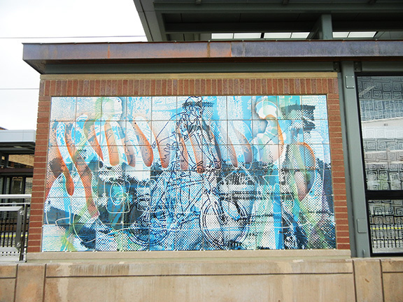 Minneapolis-St. Paul Green Line Stadium Village Station public art by artist Roberto Delgado.